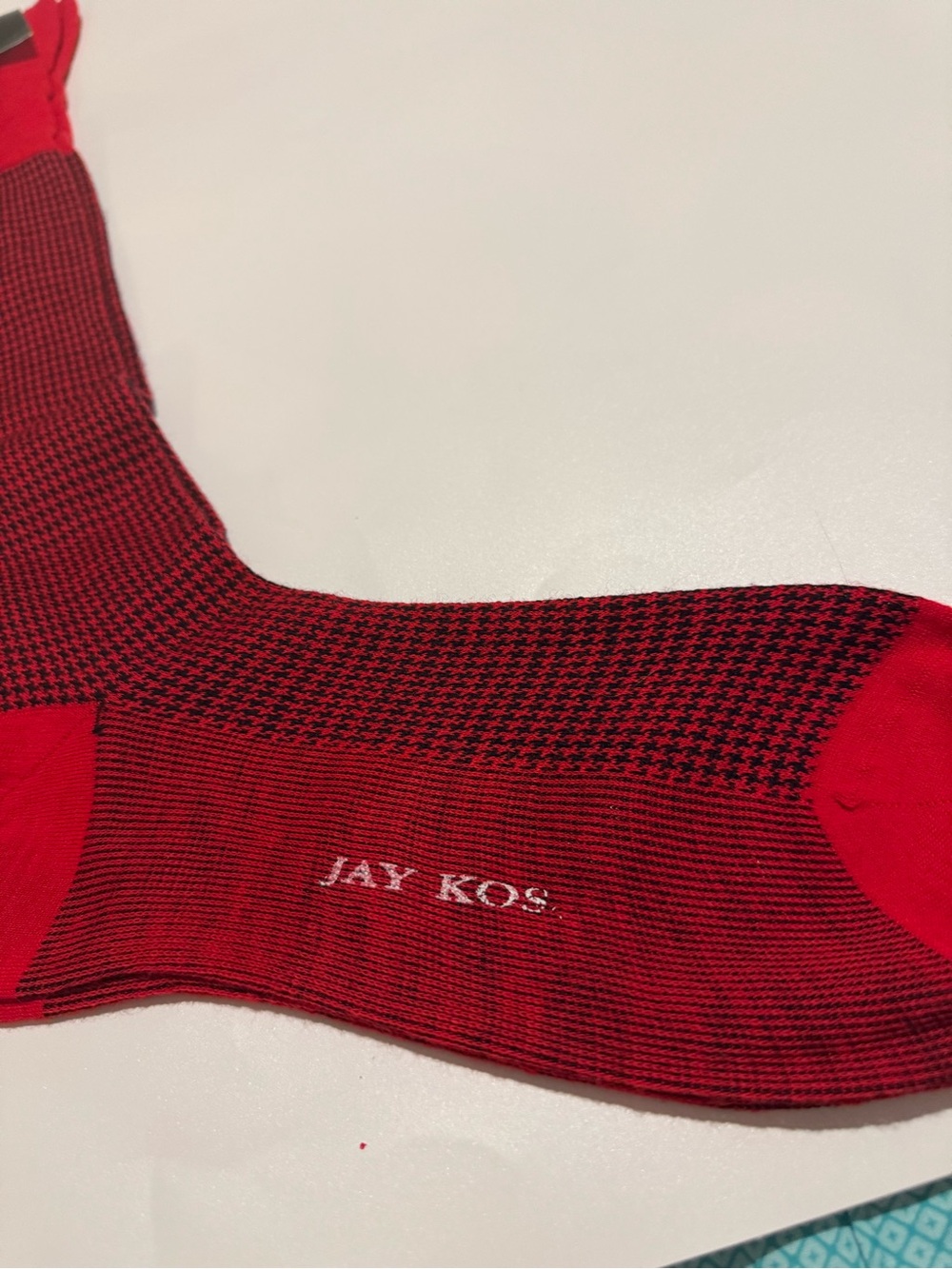 Red Houndstooth Men's Dress Socks